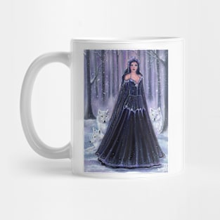 Winter goddess with wolves by Renee Lavoie Mug